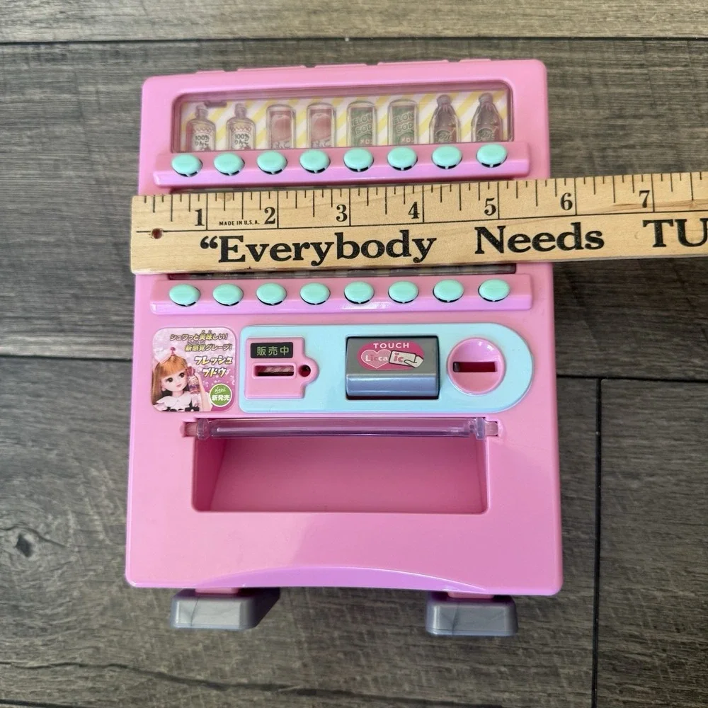 Y2K Takara Tomy Licca Chan Touch Licca Pink Vending Machine Toy w 3 Drinks Japan